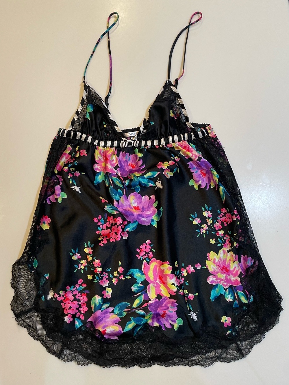 Victoria's Secret Black Floral Satin lingerie